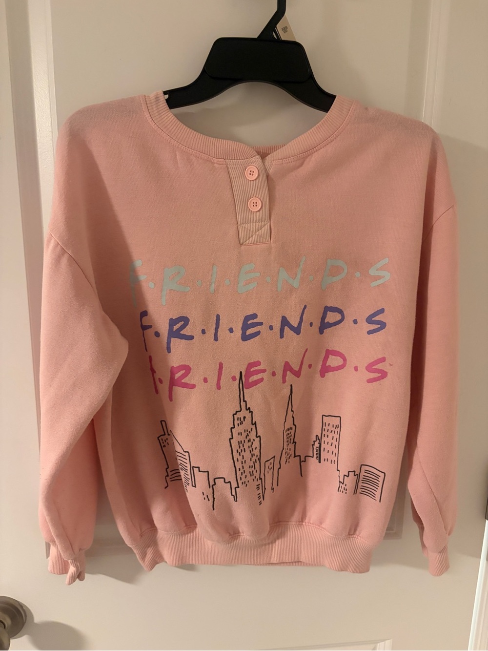 Friends Logo Pink Crewneck Henley Sweater